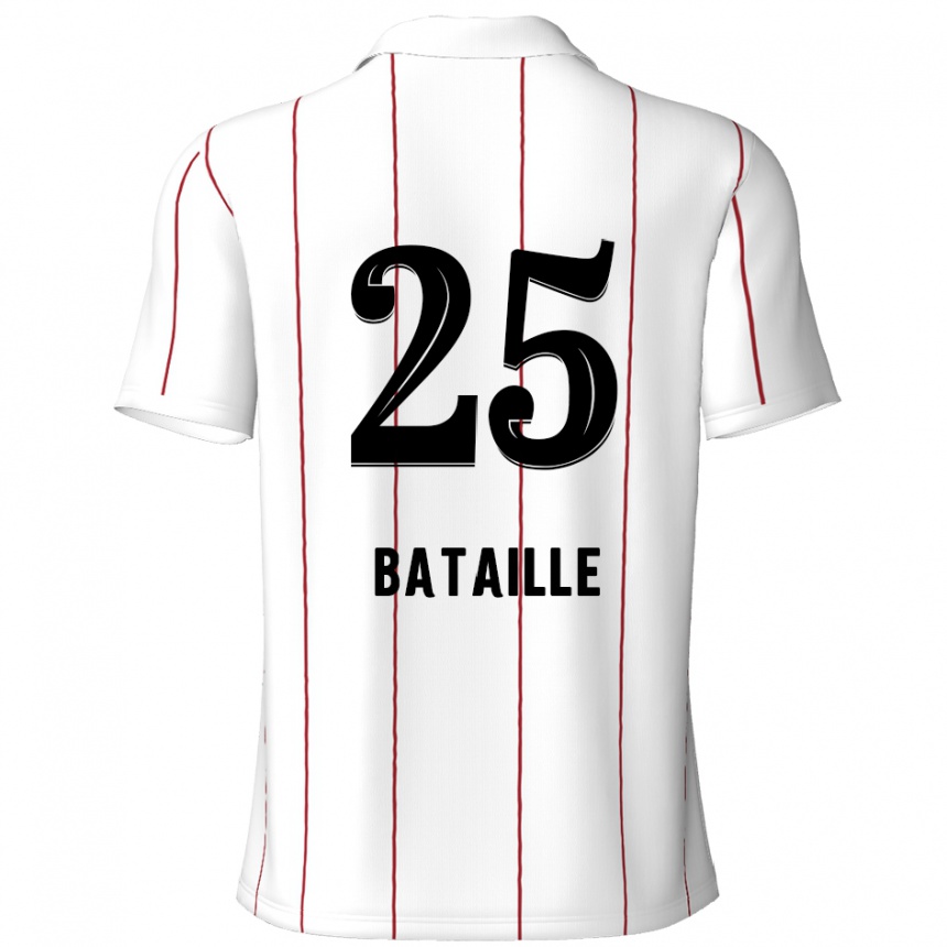 Kids Football Jelle Bataille #25 White Black Away Jersey 2024/25 T-Shirt Uk