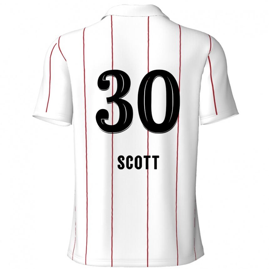 Kids Football Christopher Scott #30 White Black Away Jersey 2024/25 T-Shirt Uk