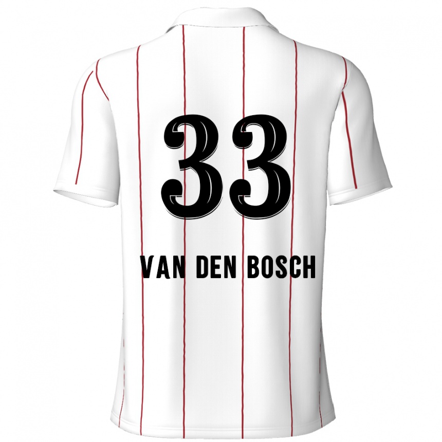 Kids Football Zeno Van Den Bosch #33 White Black Away Jersey 2024/25 T-Shirt Uk