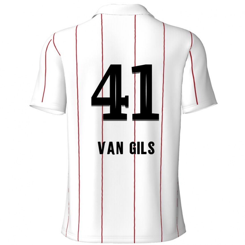 Kids Football Mathis Van Gils #41 White Black Away Jersey 2024/25 T-Shirt Uk