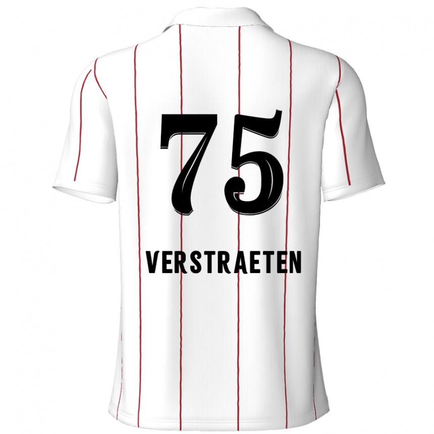 Kids Football Andreas Verstraeten #75 White Black Away Jersey 2024/25 T-Shirt Uk