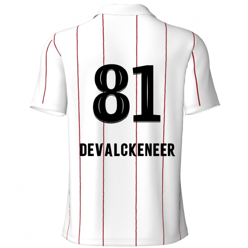 Kids Football Niels Devalckeneer #81 White Black Away Jersey 2024/25 T-Shirt Uk