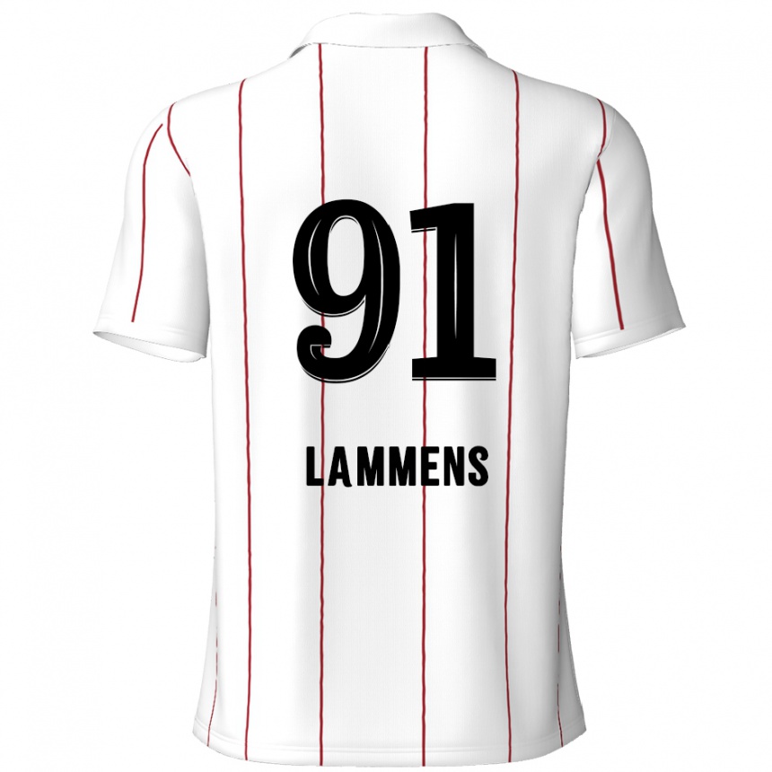 Kids Football Senne Lammens #91 White Black Away Jersey 2024/25 T-Shirt Uk