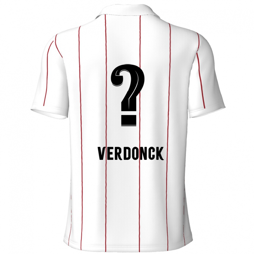 Kids Football Dries Verdonck #0 White Black Away Jersey 2024/25 T-Shirt Uk