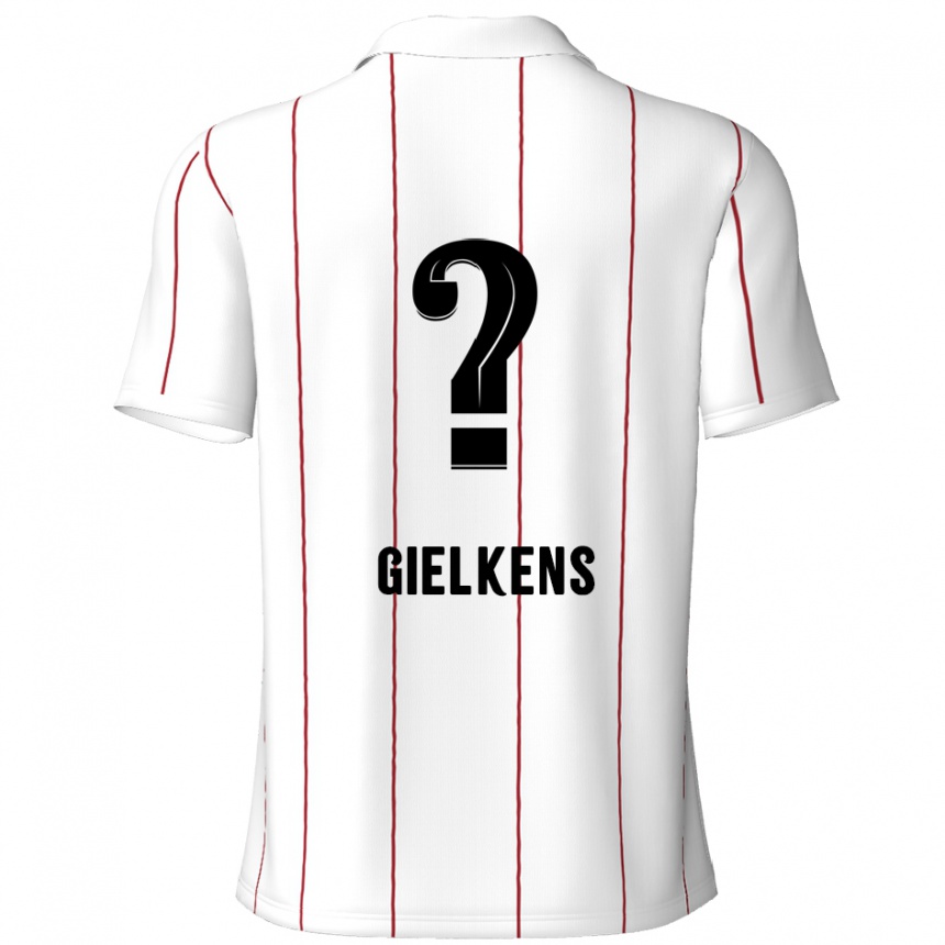 Kids Football Mathijs Gielkens #0 White Black Away Jersey 2024/25 T-Shirt Uk