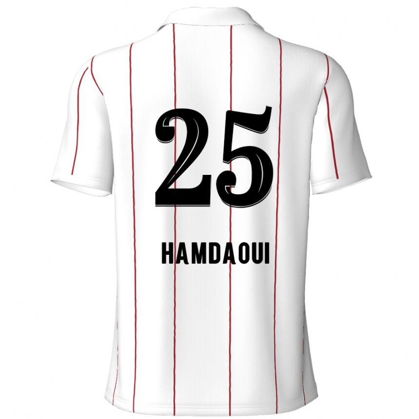 Kids Football Youssef Hamdaoui #25 White Black Away Jersey 2024/25 T-Shirt Uk