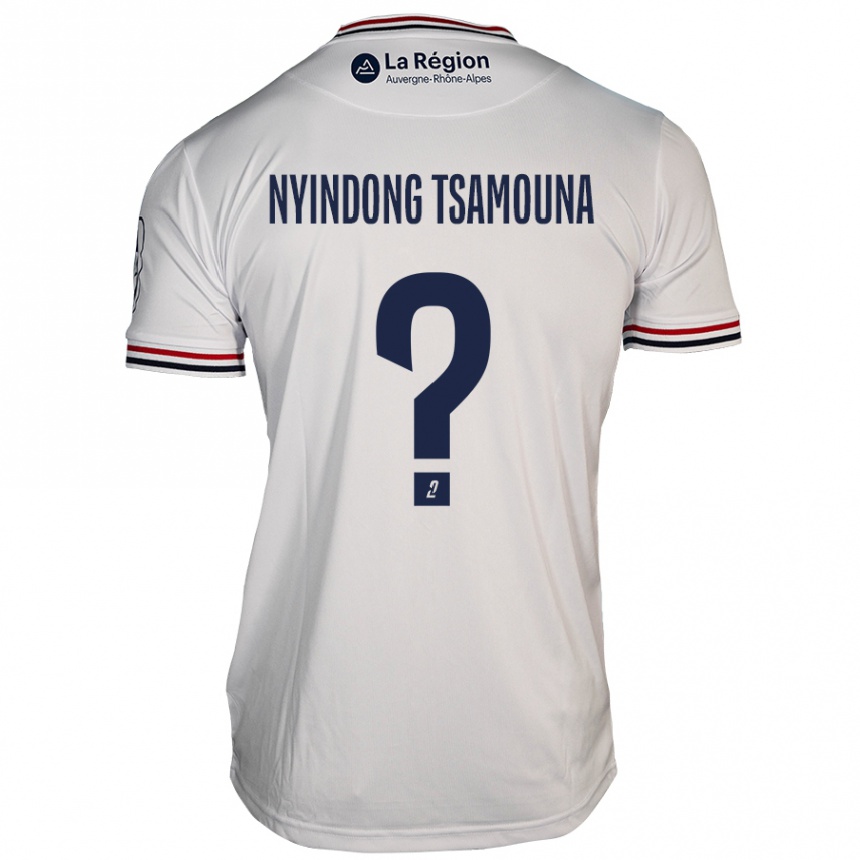 Kids Football Jean Nyindong Tsamouna #0 White Away Jersey 2024/25 T-Shirt Uk