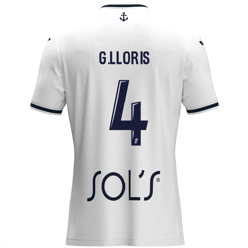 Kids Football Gautier Lloris #4 White Dark Blue Away Jersey 2024/25 T-Shirt Uk