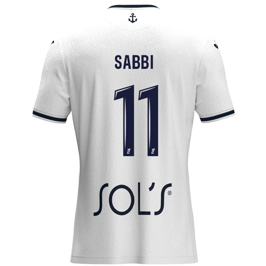 Kids Football Emmanuel Sabbi #11 White Dark Blue Away Jersey 2024/25 T-Shirt Uk