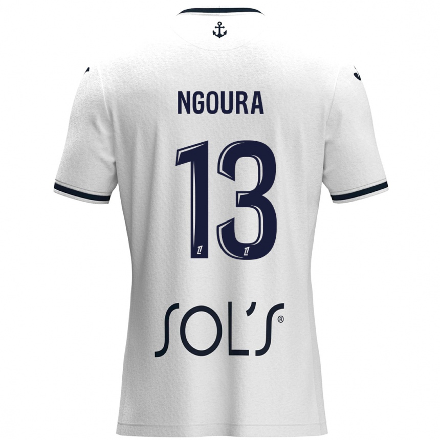 Kids Football Steve Ngoura #13 White Dark Blue Away Jersey 2024/25 T-Shirt Uk