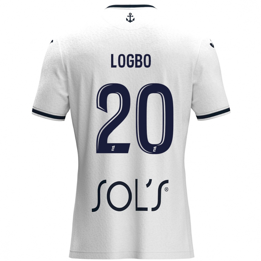 Kids Football Andy Logbo #20 White Dark Blue Away Jersey 2024/25 T-Shirt Uk