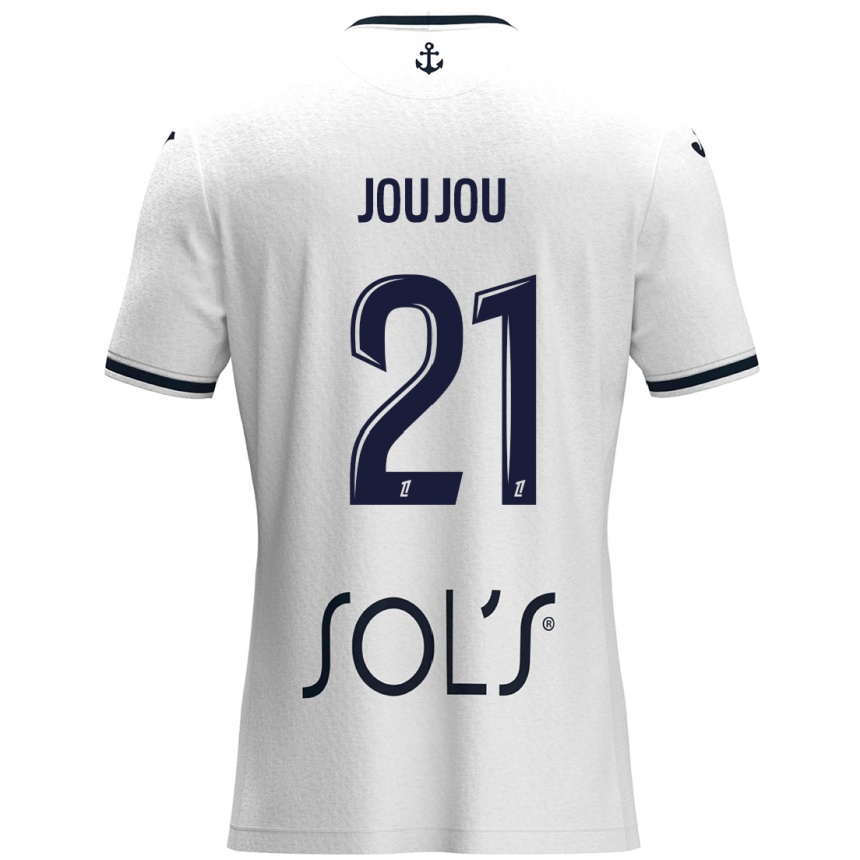 Kids Football Antoine Joujou #21 White Dark Blue Away Jersey 2024/25 T-Shirt Uk