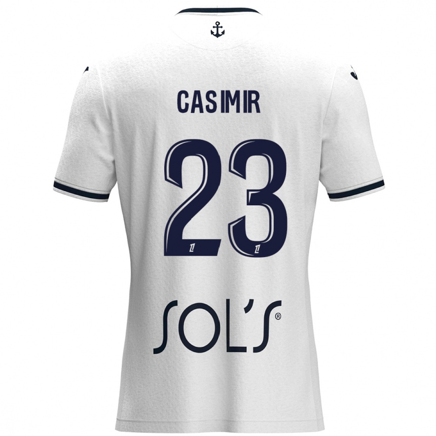 Kids Football Josué Casimir #23 White Dark Blue Away Jersey 2024/25 T-Shirt Uk