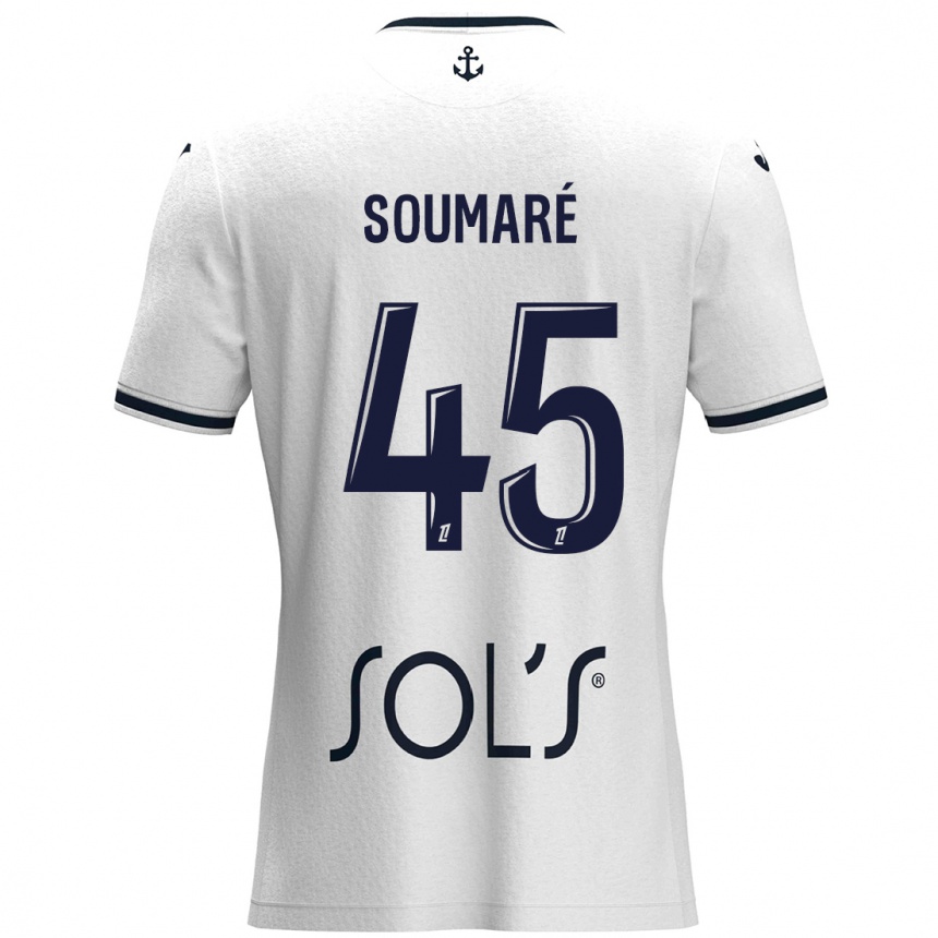 Kids Football Issa Soumaré #45 White Dark Blue Away Jersey 2024/25 T-Shirt Uk