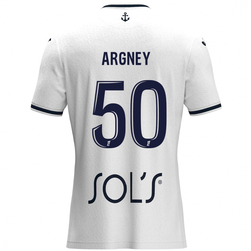 Kids Football Paul Argney #50 White Dark Blue Away Jersey 2024/25 T-Shirt Uk