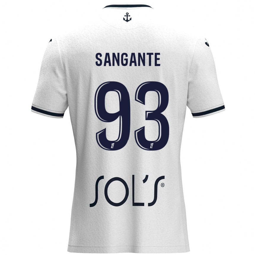 Kids Football Arouna Sangante #93 White Dark Blue Away Jersey 2024/25 T-Shirt Uk