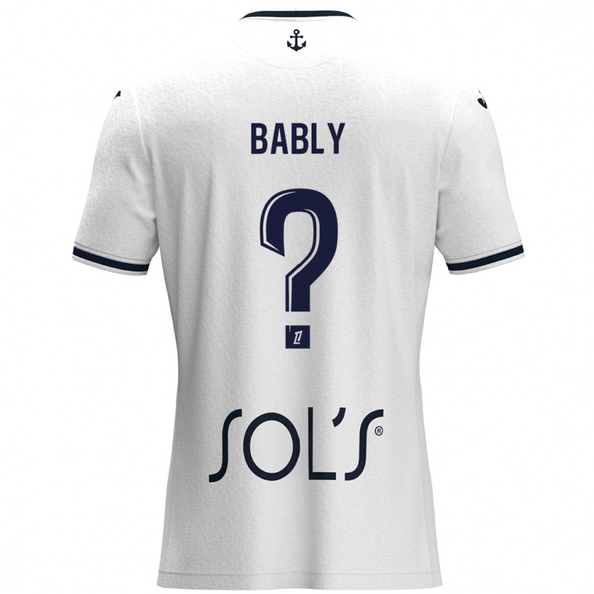 Kids Football Emmanuel Bably #0 White Dark Blue Away Jersey 2024/25 T-Shirt Uk