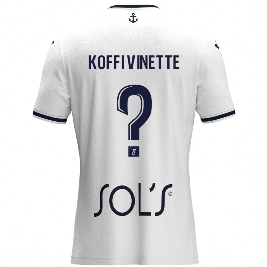 Kids Football Enzo Koffi Vinette #0 White Dark Blue Away Jersey 2024/25 T-Shirt Uk