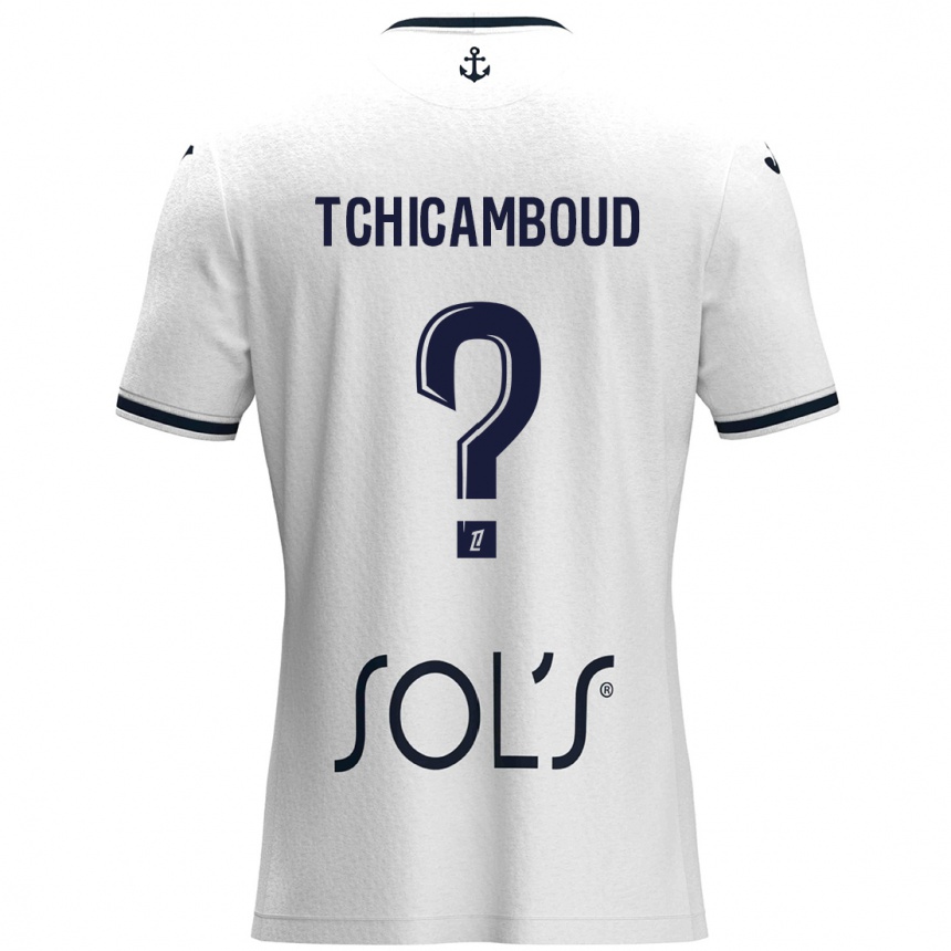 Kids Football Steed Tchicamboud #0 White Dark Blue Away Jersey 2024/25 T-Shirt Uk