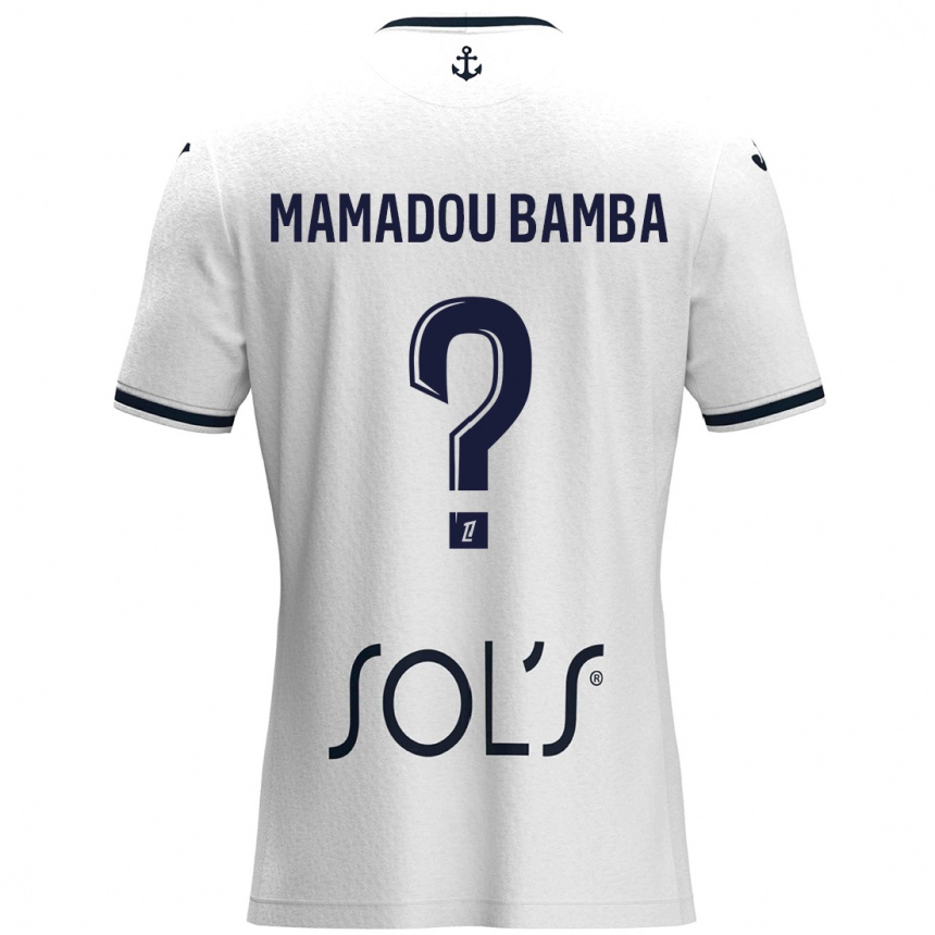 Kids Football Ben Mamadou Bamba #0 White Dark Blue Away Jersey 2024/25 T-Shirt Uk