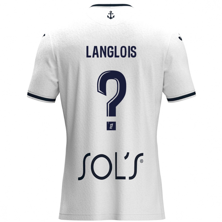 Kids Football Sacha Langlois #0 White Dark Blue Away Jersey 2024/25 T-Shirt Uk