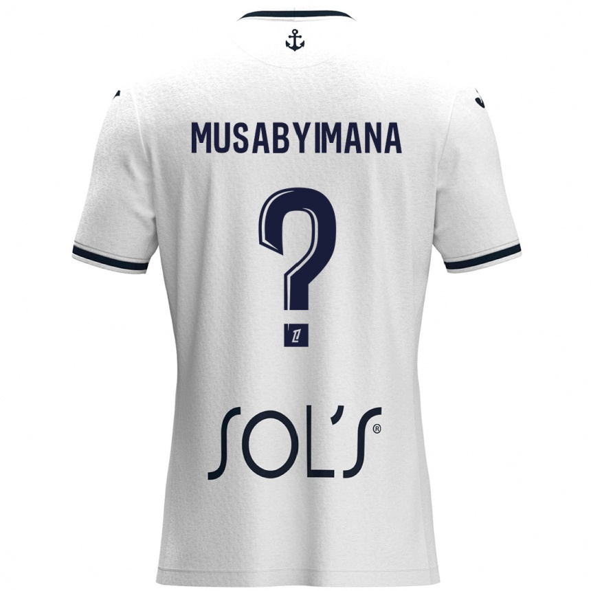 Kids Football Thierry Musabyimana #0 White Dark Blue Away Jersey 2024/25 T-Shirt Uk