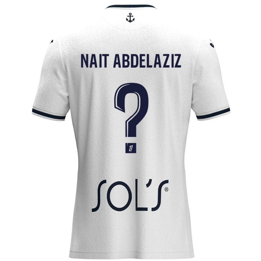 Kids Football Elias Naït Abdelaziz #0 White Dark Blue Away Jersey 2024/25 T-Shirt Uk