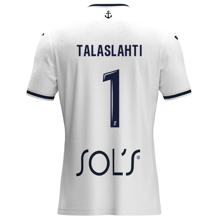 Kids Football Katriina Talaslahti #1 White Dark Blue Away Jersey 2024/25 T-Shirt Uk