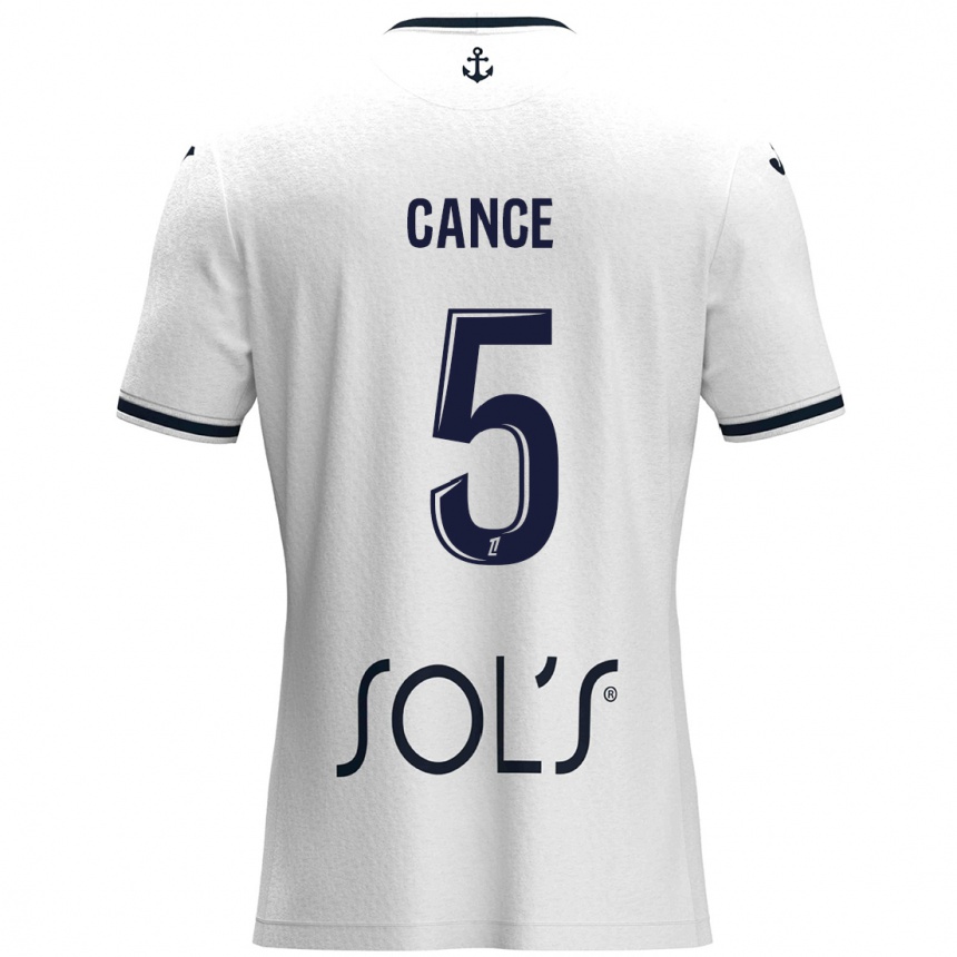 Kids Football Laurie Cance #5 White Dark Blue Away Jersey 2024/25 T-Shirt Uk