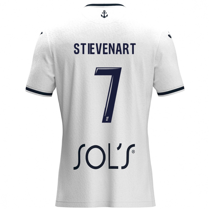 Kids Football Zoé Stievenart #7 White Dark Blue Away Jersey 2024/25 T-Shirt Uk