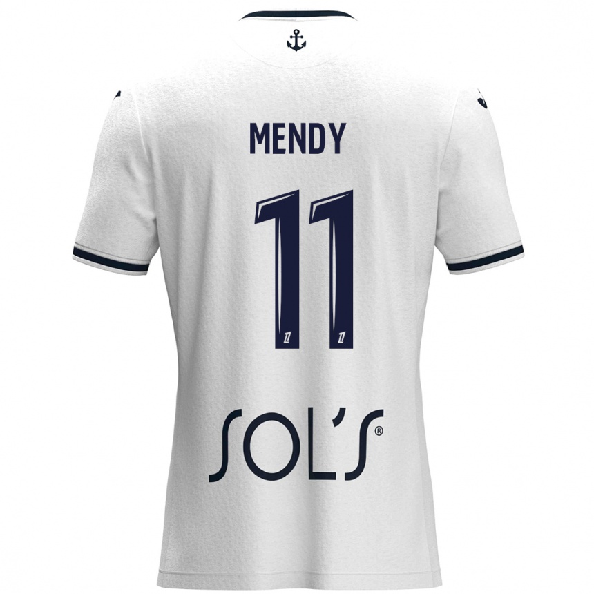 Kids Football Mélinda Mendy #11 White Dark Blue Away Jersey 2024/25 T-Shirt Uk