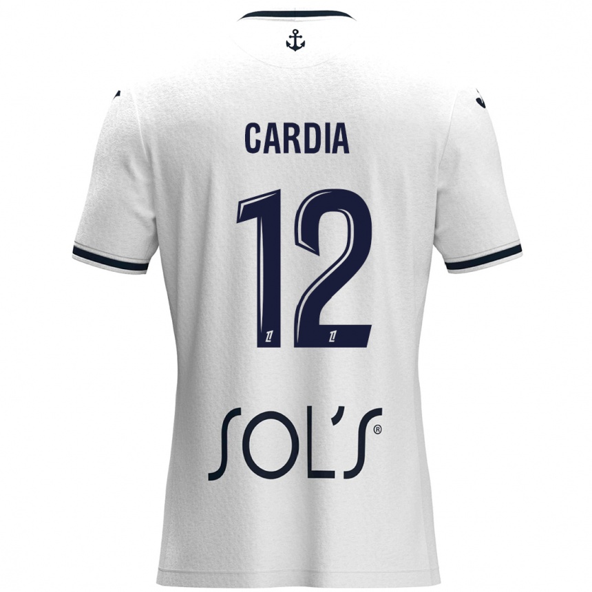 Kids Football Mickaëla Cardia #12 White Dark Blue Away Jersey 2024/25 T-Shirt Uk