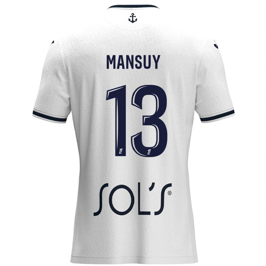 Kids Football Héloïse Mansuy #13 White Dark Blue Away Jersey 2024/25 T-Shirt Uk