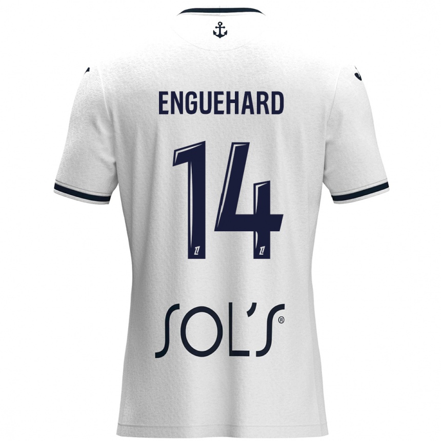 Kids Football Romane Enguehard #14 White Dark Blue Away Jersey 2024/25 T-Shirt Uk