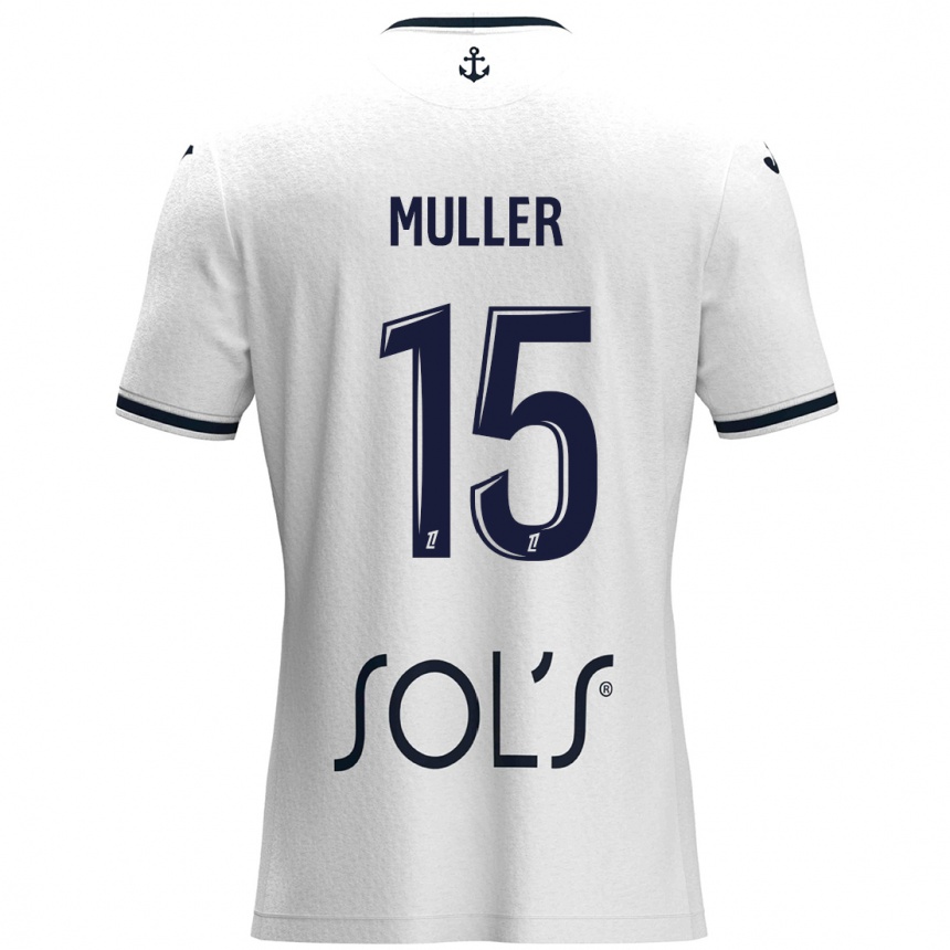 Kids Football Laura Muller #15 White Dark Blue Away Jersey 2024/25 T-Shirt Uk