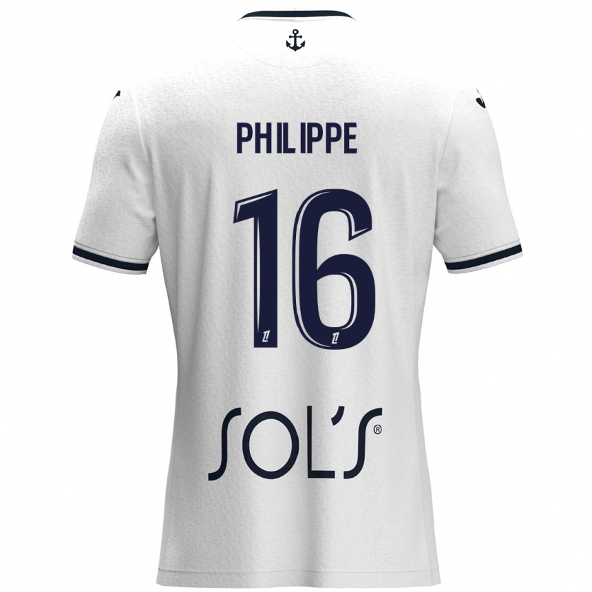 Kids Football Laëtitia Philippe #16 White Dark Blue Away Jersey 2024/25 T-Shirt Uk