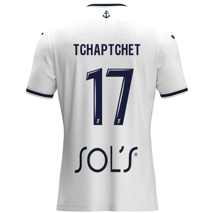 Kids Football Chanel Tchaptchet #17 White Dark Blue Away Jersey 2024/25 T-Shirt Uk