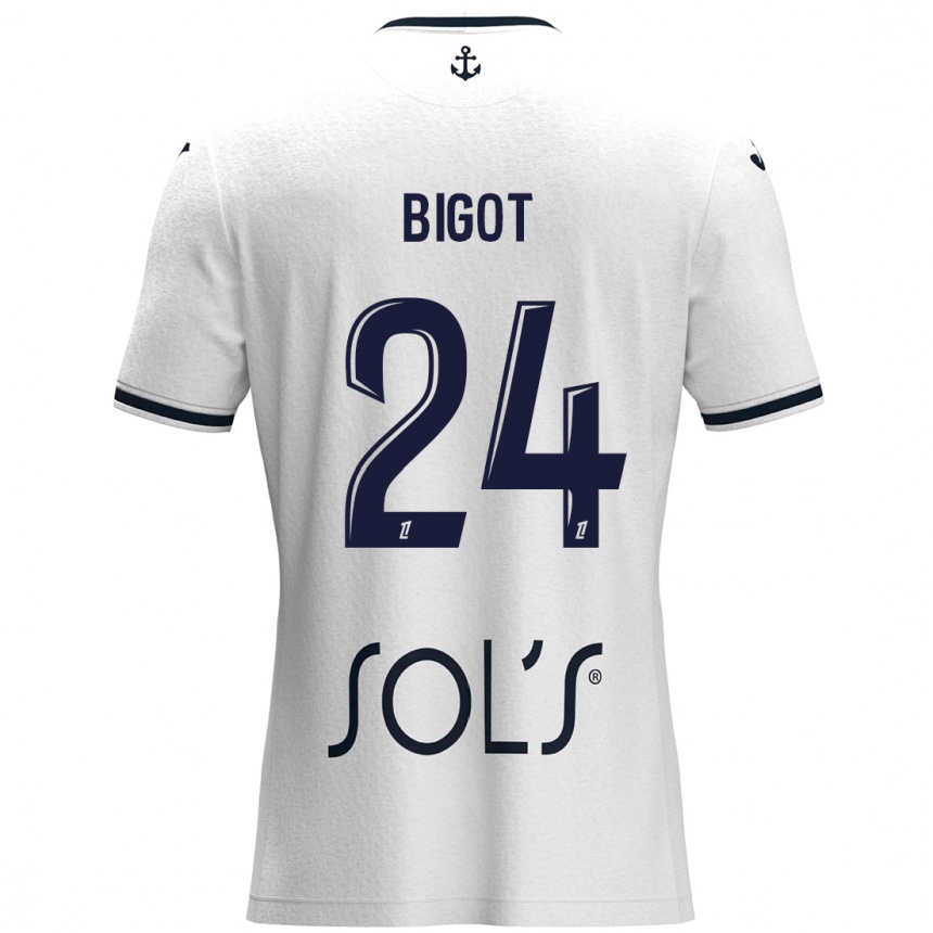 Kids Football Maureen Bigot #24 White Dark Blue Away Jersey 2024/25 T-Shirt Uk