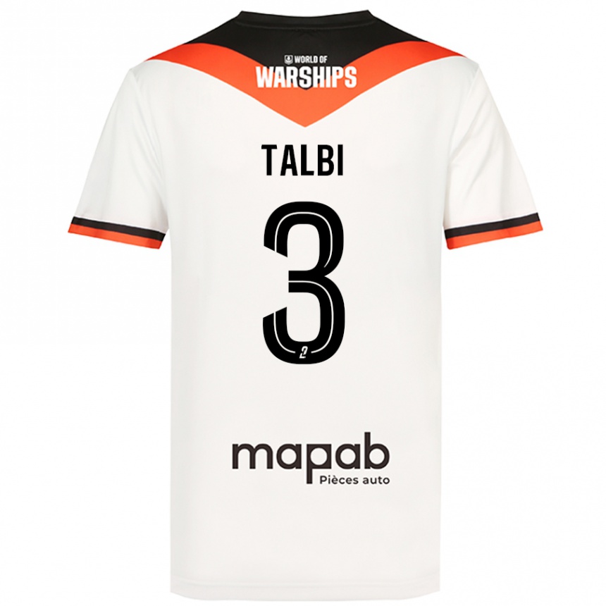 Kids Football Montassar Talbi #3 White Away Jersey 2024/25 T-Shirt Uk