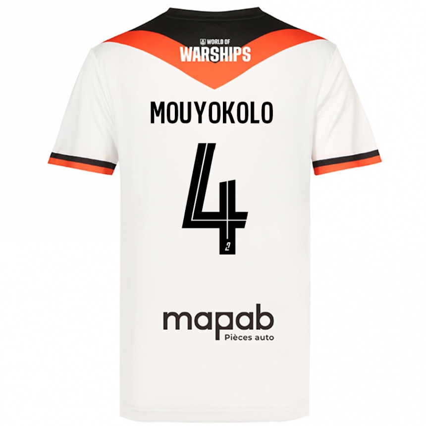 Kids Football Loris Mouyokolo #4 White Away Jersey 2024/25 T-Shirt Uk