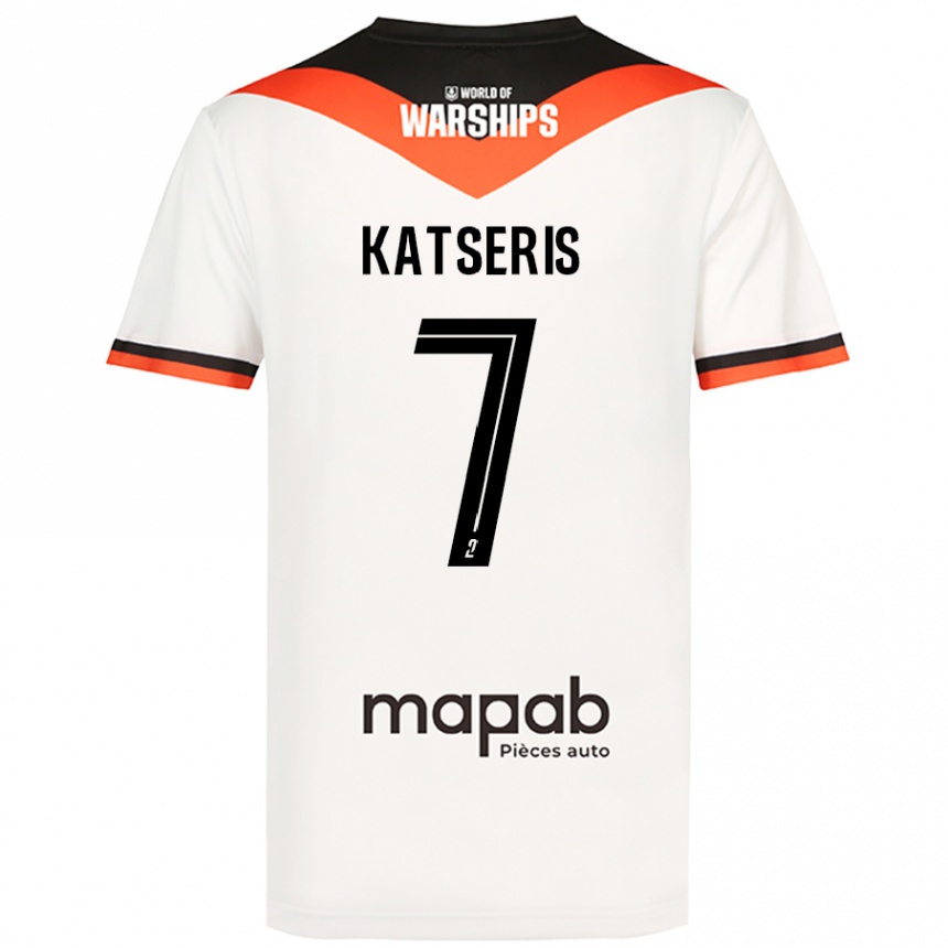 Kids Football Panos Katseris #7 White Away Jersey 2024/25 T-Shirt Uk