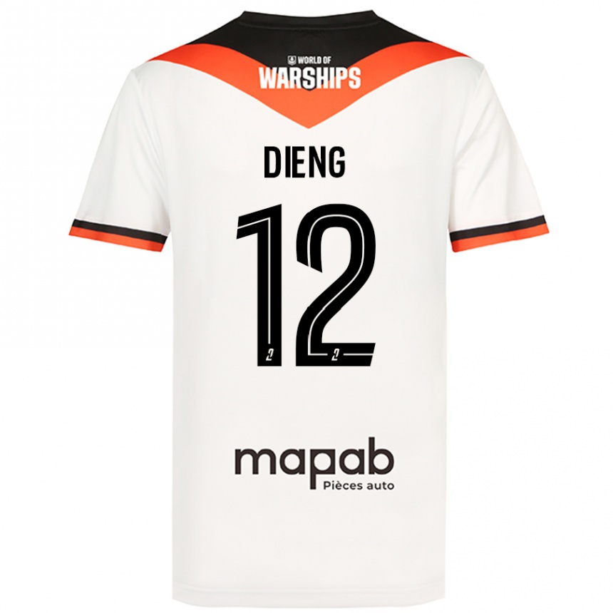 Kids Football Bamba Dieng #12 White Away Jersey 2024/25 T-Shirt Uk