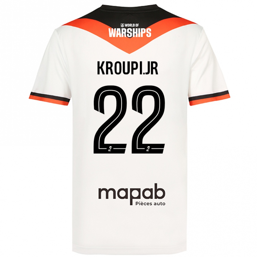 Kids Football Eli Junior Kroupi #22 White Away Jersey 2024/25 T-Shirt Uk