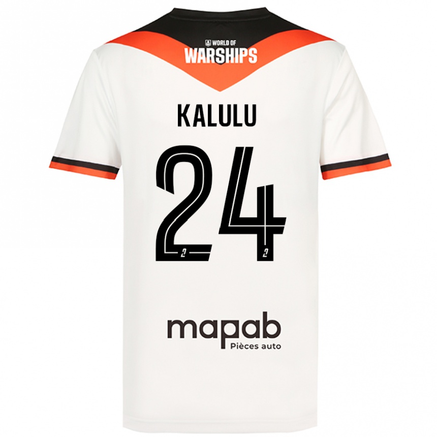 Kids Football Gédéon Kalulu #24 White Away Jersey 2024/25 T-Shirt Uk