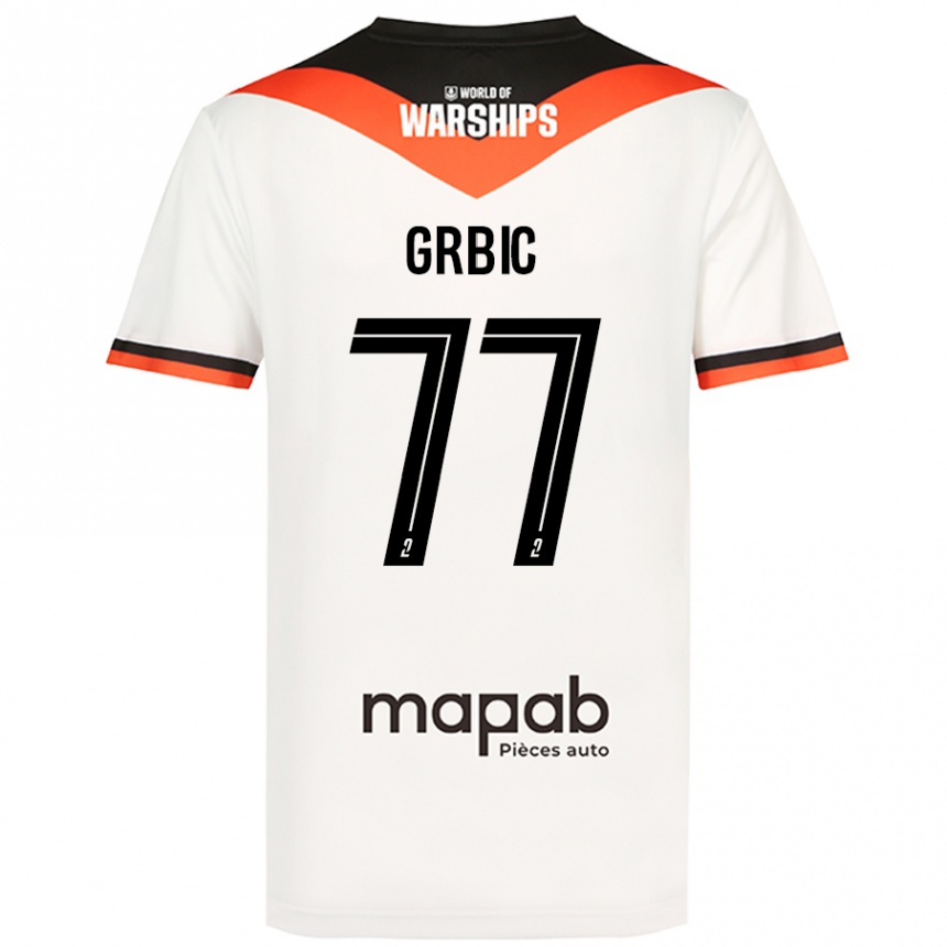 Kids Football Adrian Grbic #77 White Away Jersey 2024/25 T-Shirt Uk