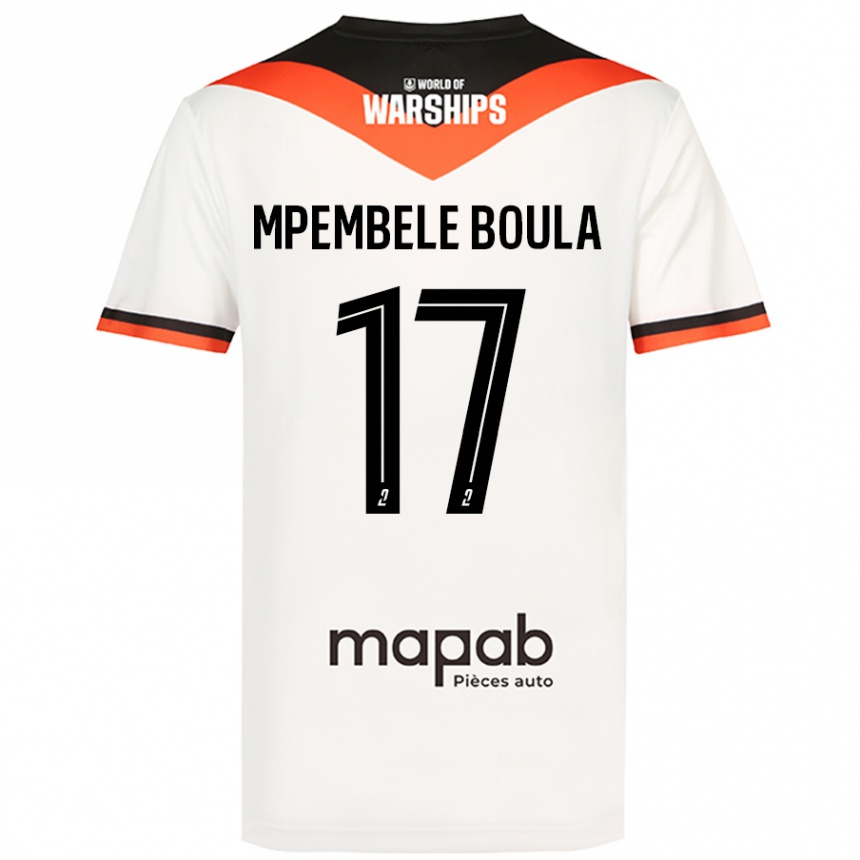 Kids Football Exaucé Mpembele Boula #17 White Away Jersey 2024/25 T-Shirt Uk