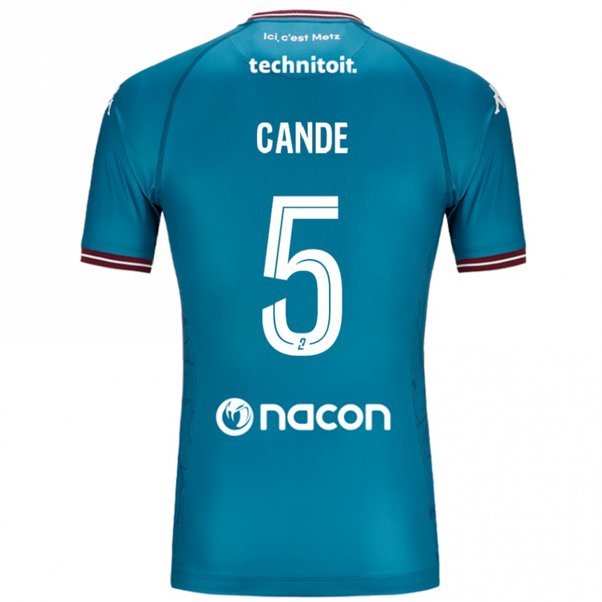 Kids Football Fali Candé #5 Bleu Petrole Away Jersey 2024/25 T-Shirt Uk