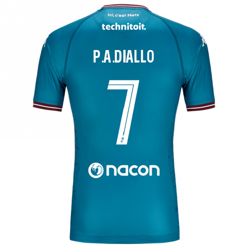 Kids Football Papa Amadou Diallo #7 Bleu Petrole Away Jersey 2024/25 T-Shirt Uk