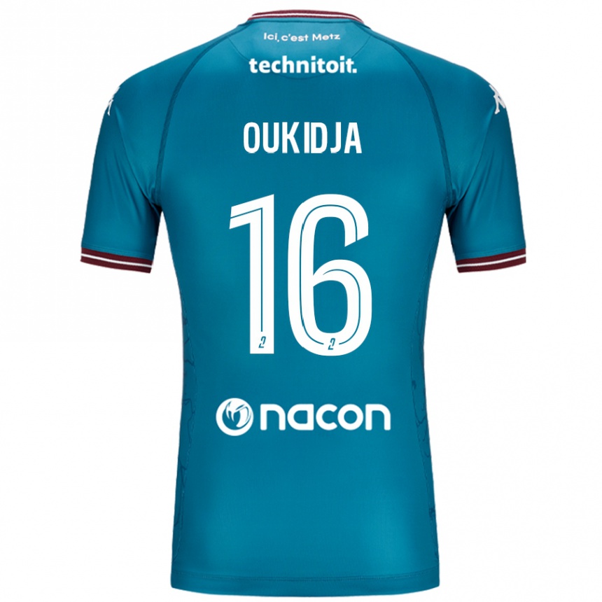 Kids Football Alexandre Oukidja #16 Bleu Petrole Away Jersey 2024/25 T-Shirt Uk