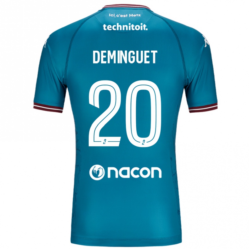 Kids Football Jessy Deminguet #20 Bleu Petrole Away Jersey 2024/25 T-Shirt Uk